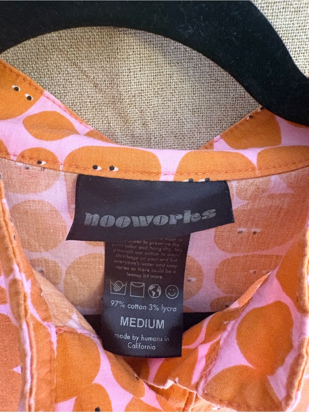 NOOWORKS Orange Printed Pebble People Cotton Tunic Dress with Pockets - Picture 2 of 6